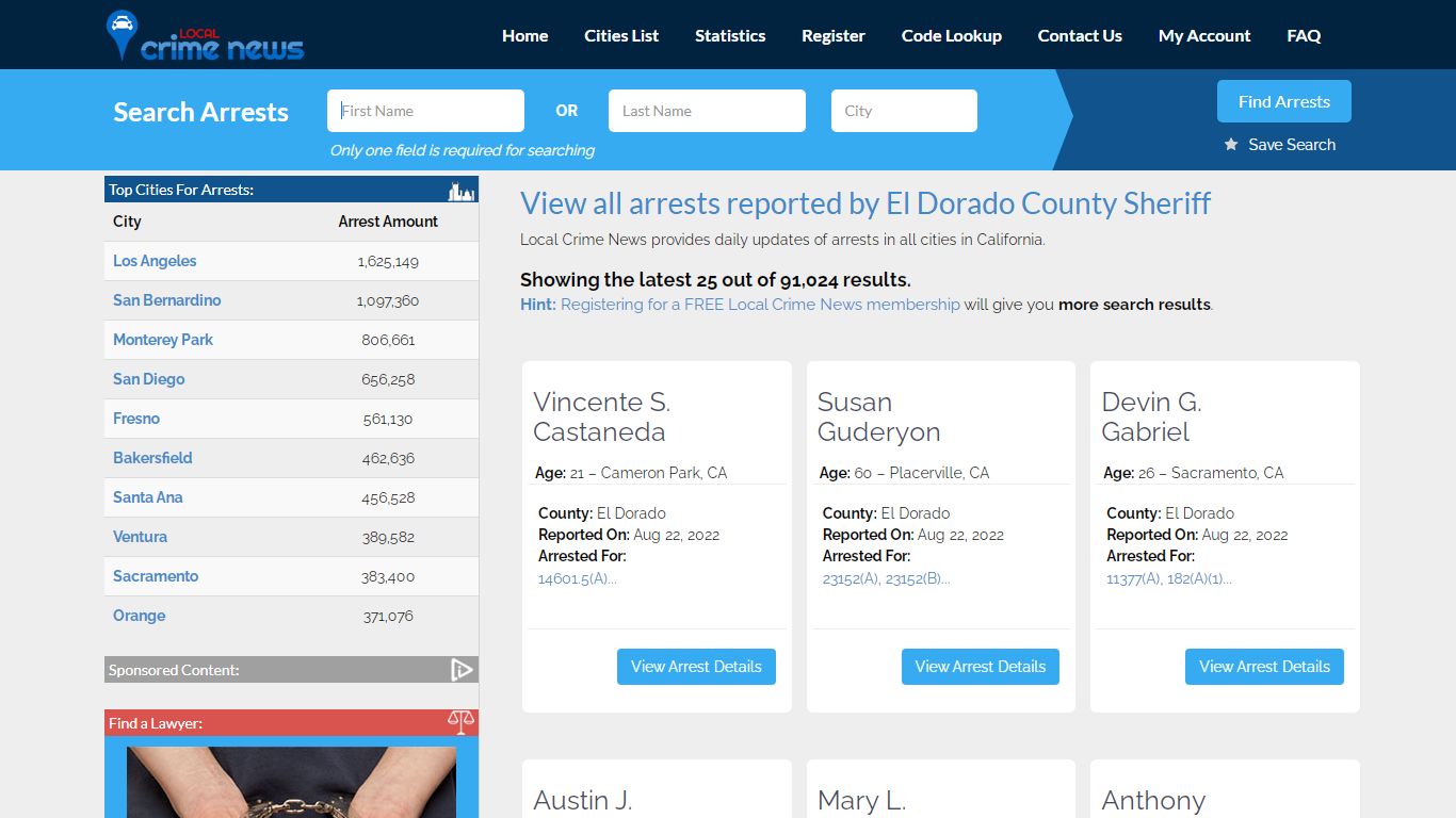 Arrests reported by El Dorado County Sheriff | Local Crime News